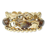 109467, RESIN AGATE STONE NUGGET BEADED MULTI LAYERED STRETCH BRACELET