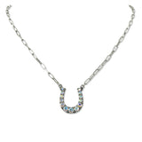 109468, WESTERN RHINESTONE ACCENT HORSESHOE PENDANT NECKLACE