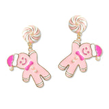 109485, ENAMEL CHRISTMAS GINGERBREAD MAN EARRING