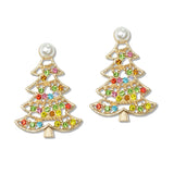 109489, PEARL RHINESTONE CHRISTMAS TREE EARRING