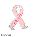 109494, KEEP GOING RUNNING PINK RIBBON BROOCH PIN