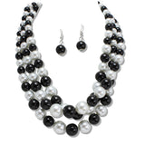 109499, TRIPLE LAYERED PEARL STRAND NECKLACE