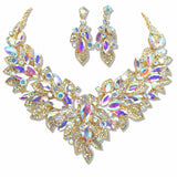 109501, CRYSTAL RHINESTONE FLOWER EVENING NECKLACE SET