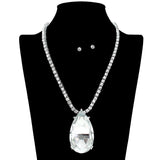 109513, TEARDROP TENNIS NECKLACE WITH RHINESTONE PENDANT