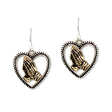 109519, PRAYER HAND HEART DANGLE EARRING
