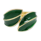 109532, BOLD ENAMEL LEAF OPEN BANGLE BRACELET