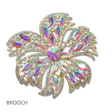 109554, BOLD FLOWER RHINESTONE BROOCH PIN