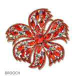 109554, BOLD FLOWER RHINESTONE BROOCH PIN