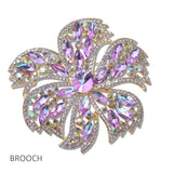 109554, BOLD FLOWER RHINESTONE BROOCH PIN