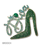 109555, DIVA HIGH HEEL SHOE RHINESTONE BROOCH PIN