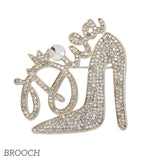 109555, DIVA HIGH HEEL SHOE RHINESTONE BROOCH PIN