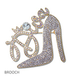 109555, DIVA HIGH HEEL SHOE RHINESTONE BROOCH PIN