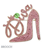 109555, SORORITY DIVA HIGH HEEL SHOE RHINESTONE BROOCH PIN