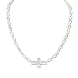 109568, HAMMERED CROSS PENDANT CHAIN NECKLACE