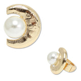 109594, CRESCENT TEXTURED WITH PEARL STRETCH RING
