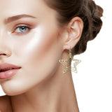 109597, CUTOUT MULTI LAYERED STAR DANGLE EARRING