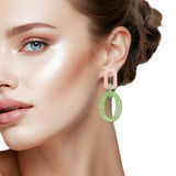 109612, SORORITY OVAL GEOMETRIC CELLULOID ACETATE EARRING