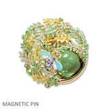 109623, LEAF VINES BUMBLE BEE ENAMEL MAGNETIC PIN BROOCH