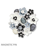 109624, FLOWER ENAMEL RHINESTONE MAGNETIC PIN BROOCH