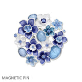 109624, FLOWER ENAMEL RHINESTONE MAGNETIC PIN BROOCH