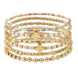 109625, CROSS ACCENT MULTI LAYERED BEADED STRETCH BRACELET