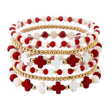 109626, GAME DAY CROSS ACCENT MULTI LAYERED BEADED STRETCH BRACELET
