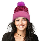 109628, SPAKRLY SEQUIN ACCENT POM POM BEANIE HAT