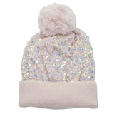 109628, SPAKRLY SEQUIN ACCENT POM POM BEANIE HAT
