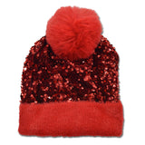 109628, SPAKRLY SEQUIN ACCENT POM POM BEANIE HAT