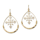 109635, CHRISTMAS SNOWFLAKES BEADED TEARDROP EARRING
