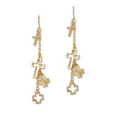 109643, CUTOUT BALL TEXTURE CROSS CHARM DANGLE EARRING
