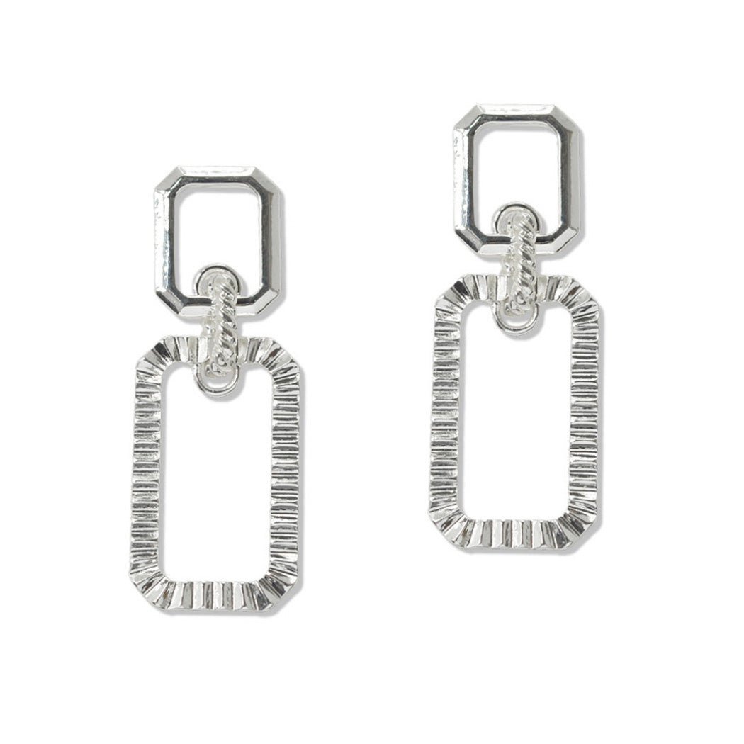 109644, RECTANGULAR GEOMETRIC TEXTURED EARRING – GOOD FEELINGS, INC