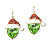 109661, CHRISTMAS ENAMEL RHINESTONE SANTA HAT EARRING