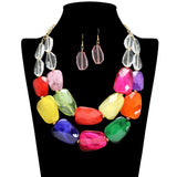 109674, RESIN ACRYLIC CHUNKY BEADED STATEMENT NECKLACE