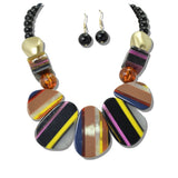 109724, GEOMETRIC STRIPE ACCENT RESIN ACRYLIC STATEMENT NECKLACE