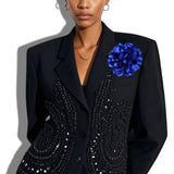 109726, BlG FABRIC FLOWER PIN CLIP BROOCH