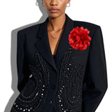 109726, BIG FABRIC FLOWER PIN CLIP BROOCH