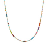 109729, NATURAL STONE GLASS BEADED NECKLACE