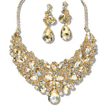 109745, GOLD TONE BUTTERFLY INSPIRED RHINESTONE EVENING NECKLACE SET