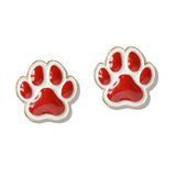 109756, GAME DAY ENAMEL PAW PRINT STUD EARRING
