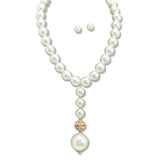 109760, FIREBALL RHINESTONE ACCENT PEARL DROP NECKLACE