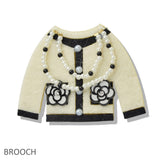 109761, LUXURY TWEED SHIRT WITH FLOWER ACCENT BROOCH PIN