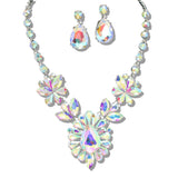 109768, GLAM TEARDROP RHINESTONE EVENING NECKLACE SET