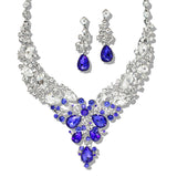 109770, SORORITY ELEGANT CRYSTAL TEARDROP ACCENT EVENING NECKLACE SET