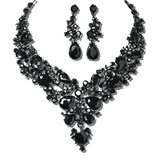 109770, GOLD TONE ELEGANT CRYSTAL TEARDROP ACCENT EVENING NECKLACE SET