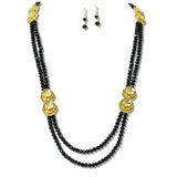 109785, GOLD MEDALLION DOUBLE STRAND LONG BEADED NECKLACE
