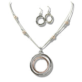 109791, MIXED METAL CIRCLE CHARM NECKLACE