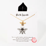 109793, DARE THE IMPOSSIBLE PAVE CUBIC ZIRCNIA ACCENT BUMBLE BEE PENDANT NECKLACE