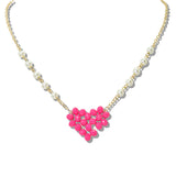 109798, BEADED HEART WITH PEARL NECKLACE