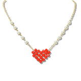109798, BEADED HEART WITH PEARL NECKLACE